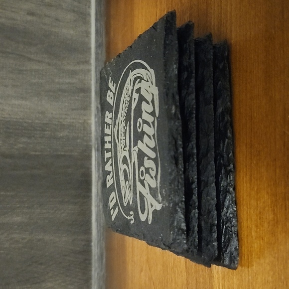 Coasters, Black Slate set of 4 Fishing Themed - Picture 5 of 5